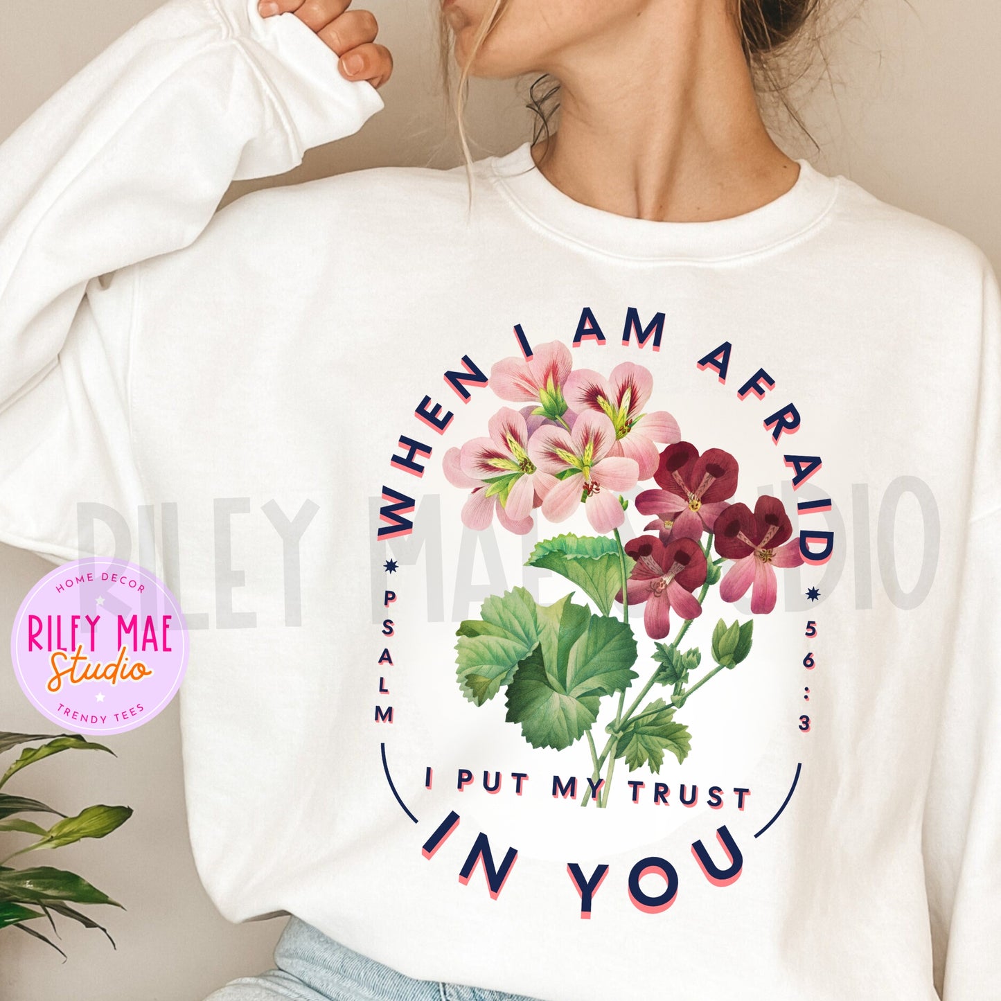 When I Am Afraid I Put My Trust In You Christian Floral Tee