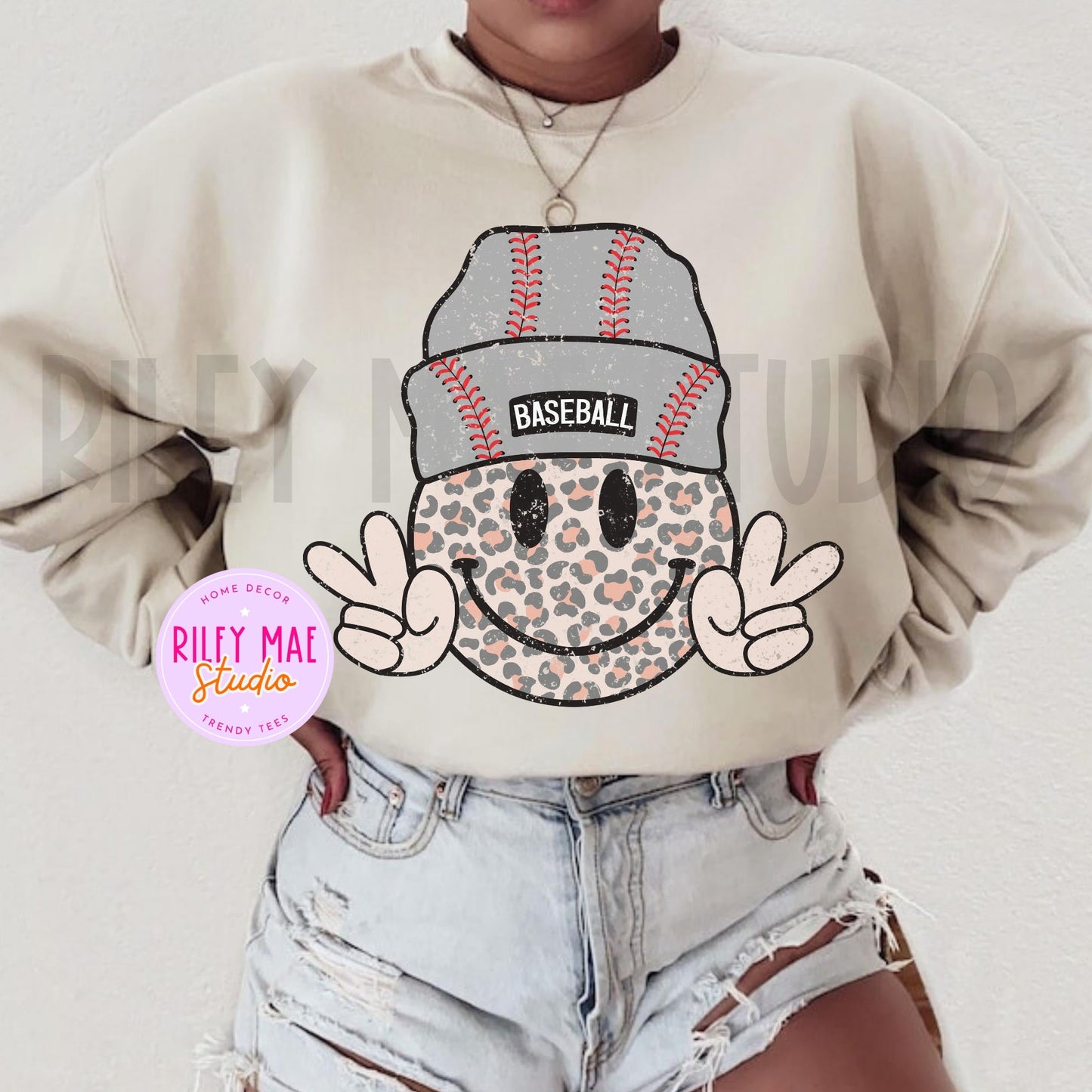 Baseball Smiley Face Retro Mascot T-Shirt