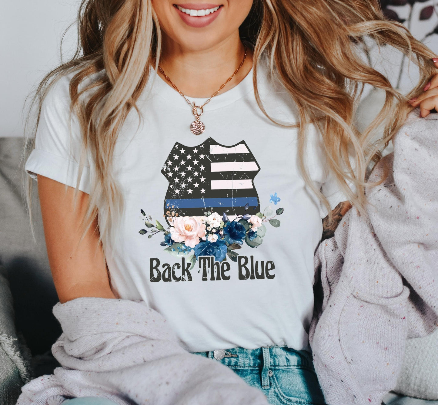 Back The Blue Floral Shirt