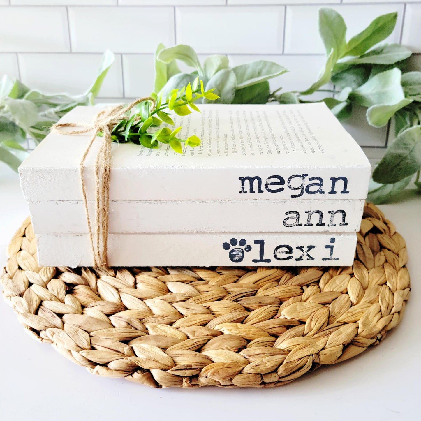 Custom Stamped Farmhouse Bookstack