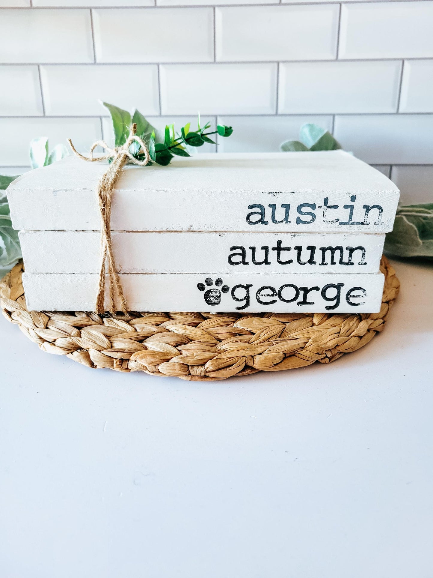 Custom Stamped Farmhouse Bookstack