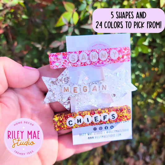 GLITTER HAIR Single Clip | Personalized & Custom Hair Clip for Gifts, Letter Beads