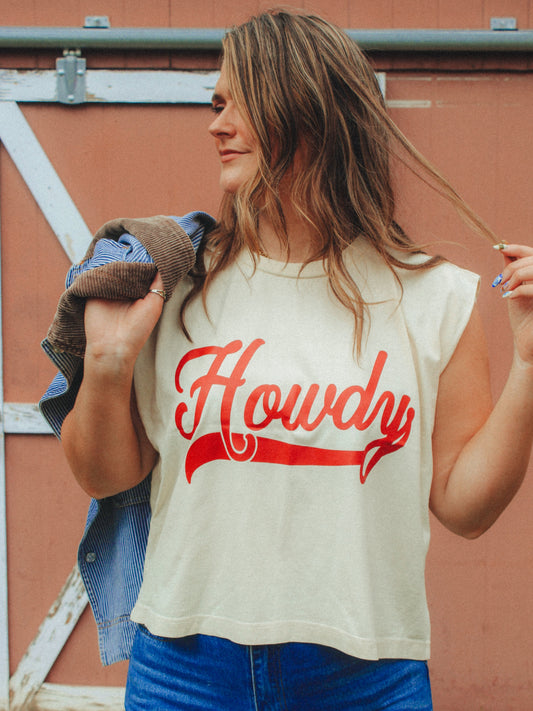 Underground Original Design: Howdy, Western Vintage Cropped Muscle Tank