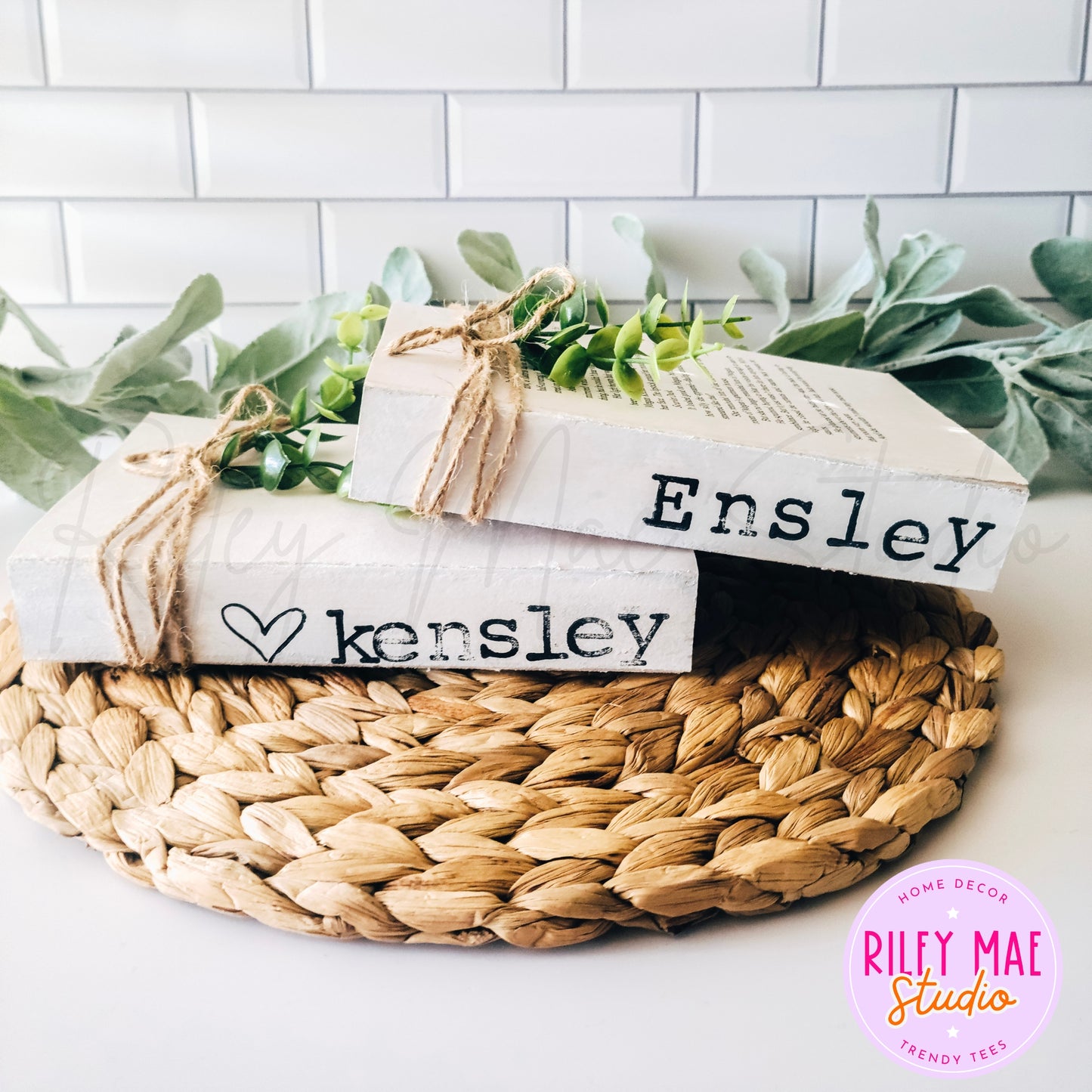 Custom Stamped Farmhouse Bookstack
