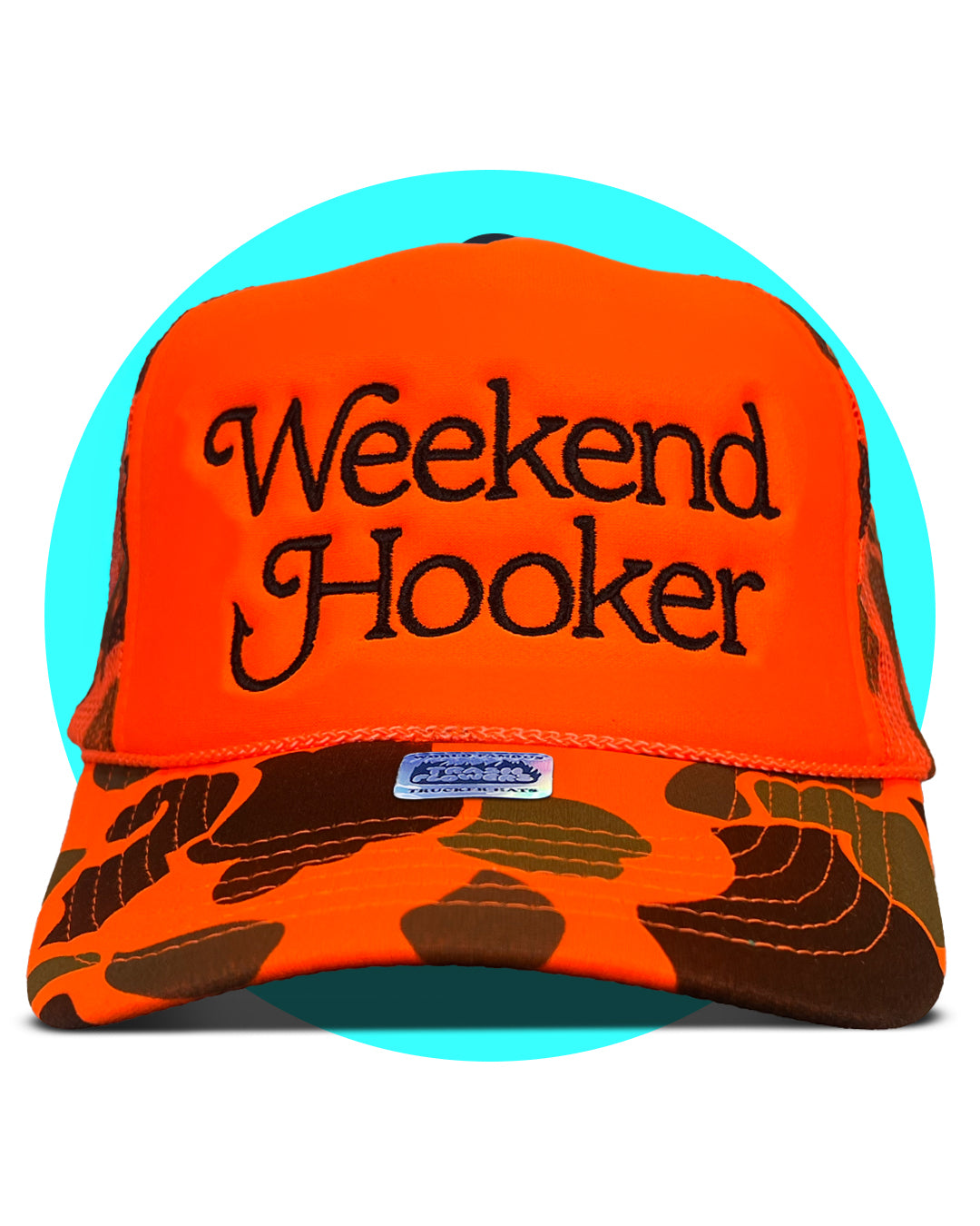 Weekend Hooker Hunting Orange Camo Trucker Hat