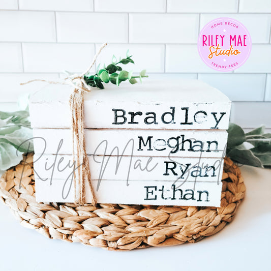 Custom Stamped Farmhouse Bookstack