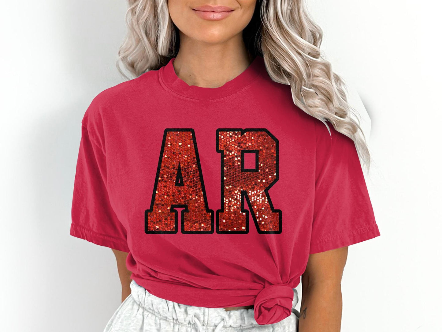 Arkansas Comfort Colors Gameday Shirt, Arkansas Faux Sequin Shirt,