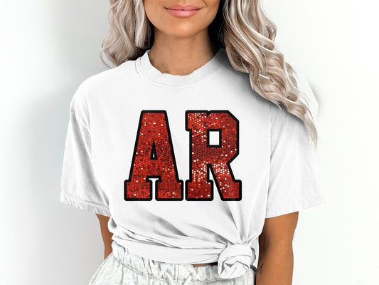 Arkansas Comfort Colors Gameday Shirt, Arkansas Faux Sequin Shirt,