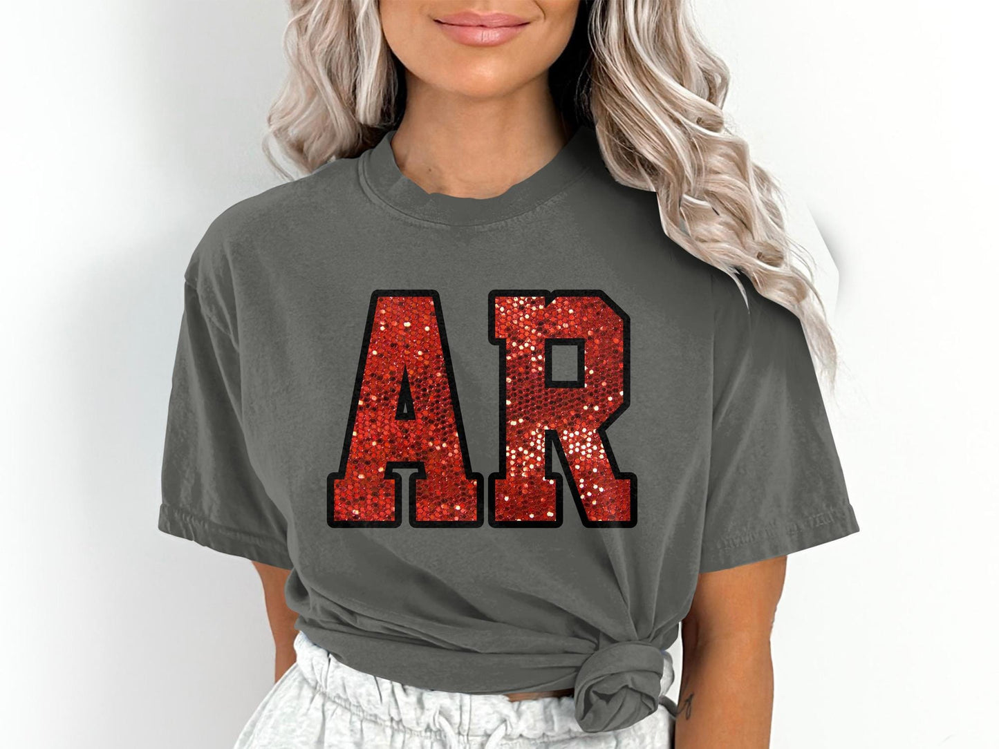 Arkansas Comfort Colors Gameday Shirt, Arkansas Faux Sequin Shirt,
