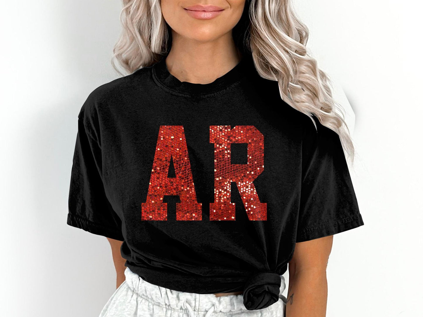 Arkansas Comfort Colors Gameday Shirt, Arkansas Faux Sequin Shirt,