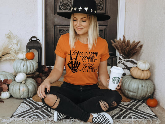 Cold Brews Coffins and Covens Shirt